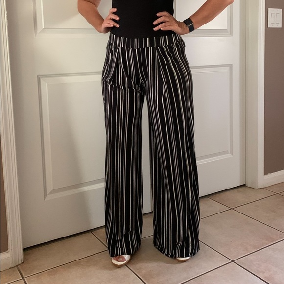 NWOT BLACK LABEL by CHICO’S Pleat-Front Striped Pants - Picture 8 of 17